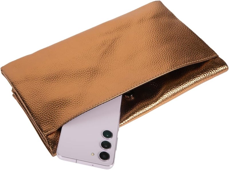 JNB Women's Faux Leather Zipper Foldover Clutch Purse with Tassel - Image 4